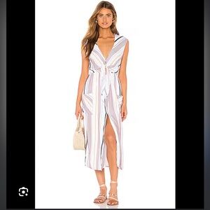 Tavik Jude Dress in White & Berry Stripe- M
